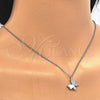 Sterling Silver Pendant Necklace, Butterfly Design, with White Cubic Zirconia, Polished, Rhodium Finish, 04.336.0002.16 (01 MM Thickness, 16 Inches Length)