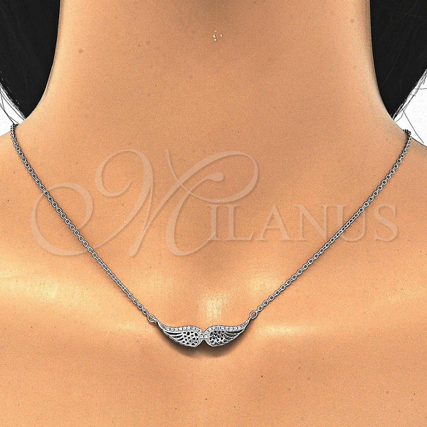 Sterling Silver Necklace — Pendant Necklace with White Cubic Zirconia Polished 04. — alternate product view — SKU 123116 | Plata 925 collar — Pendant Necklace with blanco Cubic Zirconia pulido 04. — SKU 123116