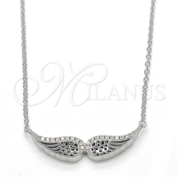 Sterling Silver Necklace — Pendant Necklace with White Cubic Zirconia Polished 04. — main product view — SKU 123116 | Plata 925 collar — Pendant Necklace with blanco Cubic Zirconia pulido 04. — SKU 123116