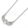 Sterling Silver Pendant Necklace, with White Cubic Zirconia and White Crystal, Polished, Rhodium Finish, 04.336.0005.16 (01 MM Thickness, 16 Inches Length)