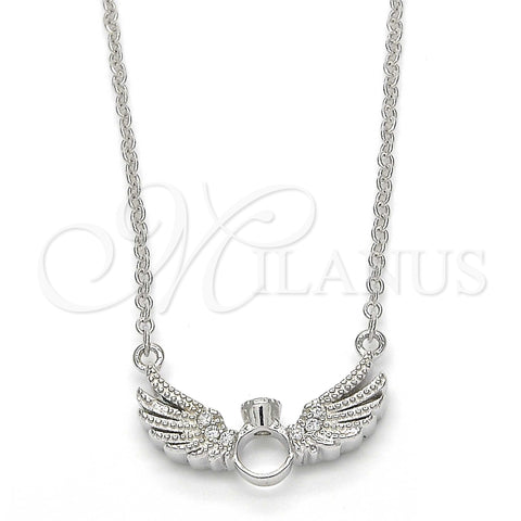 Sterling Silver Pendant Necklace, with White Cubic Zirconia and White Crystal, Polished, Rhodium Finish, 04.336.0005.16 (01 MM Thickness, 16 Inches Length)