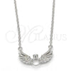 Sterling Silver Pendant Necklace, with White Cubic Zirconia and White Crystal, Polished, Rhodium Finish, 04.336.0005.16 (01 MM Thickness, 16 Inches Length)