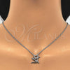 Sterling Silver Pendant Necklace, Heart and Love Design, with White Cubic Zirconia, Polished, Rhodium Finish, 04.336.0008.16 (01 MM Thickness, 16 Inches Length)