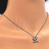 Sterling Silver Pendant Necklace, Heart and Love Design, with White Cubic Zirconia, Polished, Rhodium Finish, 04.336.0008.16 (01 MM Thickness, 16 Inches Length)