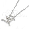 Sterling Silver Pendant Necklace, Heart and Love Design, with White Cubic Zirconia, Polished, Rhodium Finish, 04.336.0008.16 (01 MM Thickness, 16 Inches Length)