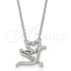Sterling Silver Pendant Necklace, Heart and Love Design, with White Cubic Zirconia, Polished, Rhodium Finish, 04.336.0008.16 (01 MM Thickness, 16 Inches Length)