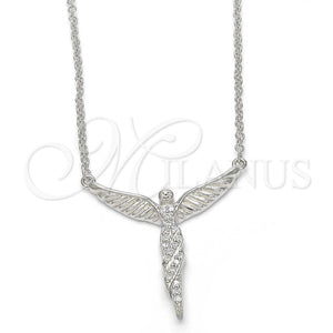 Sterling Silver Necklace — Pendant Necklace Angel Design with White Micro Pave — main product view — SKU 123122 | Plata 925 collar — Pendant Necklace Angel diseño with blanco Micro Pave — SKU 123122