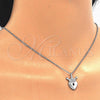 Sterling Silver Pendant Necklace, Lock and Crown Design, with White Cubic Zirconia, Polished, Rhodium Finish, 04.336.0010.16 (01 MM Thickness, 16 Inches Length)