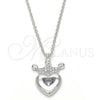 Sterling Silver Pendant Necklace, Lock and Crown Design, with White Cubic Zirconia, Polished, Rhodium Finish, 04.336.0010.16 (01 MM Thickness, 16 Inches Length)