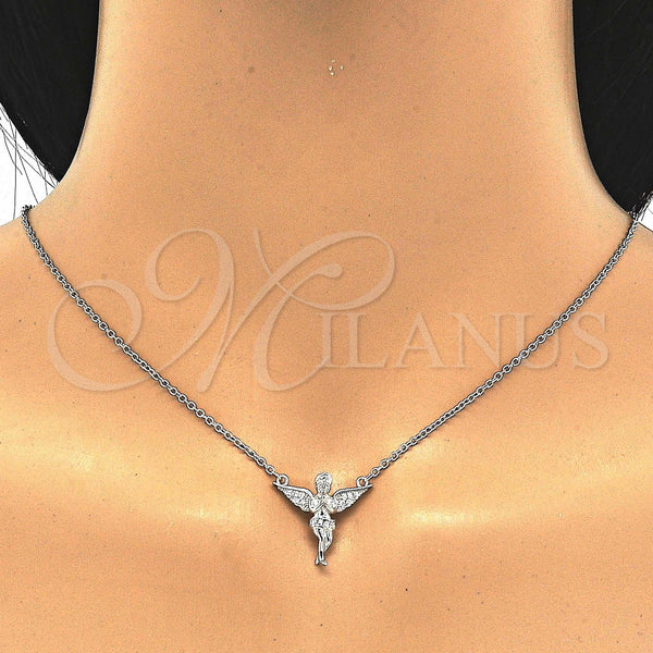 Sterling Silver Necklace — Pendant Necklace Angel Design with White Micro Pave — alternate product view — SKU 123125 | Plata 925 collar — Pendant Necklace Angel diseño with blanco Micro Pave — SKU 123125