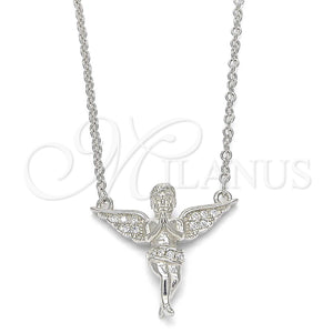 Sterling Silver Necklace — Pendant Necklace Angel Design with White Micro Pave — main product view — SKU 123125 | Plata 925 collar — Pendant Necklace Angel diseño with blanco Micro Pave — SKU 123125