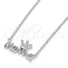 Sterling Silver Pendant Necklace, Crown Design, with White Micro Pave, Polished, Rhodium Finish, 04.336.0015.16 (01 MM Thickness, 16 Inches Length)
