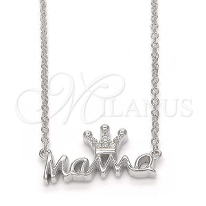 Sterling Silver Necklace — Pendant Necklace Crown Design with White Micro Pave — main product view — SKU 123128 | Plata 925 collar — Pendant Necklace Crown diseño with blanco Micro Pave — SKU 123128