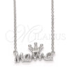 Sterling Silver Pendant Necklace, Crown Design, with White Micro Pave, Polished, Rhodium Finish, 04.336.0015.16 (01 MM Thickness, 16 Inches Length)