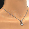 Sterling Silver Pendant Necklace, Moon Design, with White Cubic Zirconia, Polished, Rhodium Finish, 04.336.0019.16 (01 MM Thickness, 16 Inches Length)