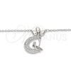 Sterling Silver Pendant Necklace, Moon Design, with White Cubic Zirconia, Polished, Rhodium Finish, 04.336.0019.16 (01 MM Thickness, 16 Inches Length)