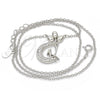 Sterling Silver Pendant Necklace, Moon Design, with White Cubic Zirconia, Polished, Rhodium Finish, 04.336.0019.16 (01 MM Thickness, 16 Inches Length)