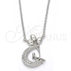 Sterling Silver Necklace — Pendant Necklace Moon Design with White Cubic Zirconia — main product view — SKU 123132 | Plata 925 collar — Pendant Necklace Moon diseño with blanco Cubic Zirconia — SKU 123132