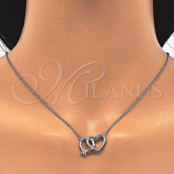 Sterling Silver Necklace — Pendant Necklace Heart Design with White Cubic Zirconia — alternate product view — SKU 123136 | Plata 925 collar — Pendant Necklace corazón diseño with blanco Cubic Zirconia — SKU 123136