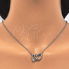 Sterling Silver Pendant Necklace, Heart Design, with White Cubic Zirconia and White Crystal, Polished, Rhodium Finish, 04.336.0023.16 (01 MM Thickness, 16 Inches Length)