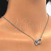 Sterling Silver Pendant Necklace, Heart Design, with White Cubic Zirconia and White Crystal, Polished, Rhodium Finish, 04.336.0023.16 (01 MM Thickness, 16 Inches Length)