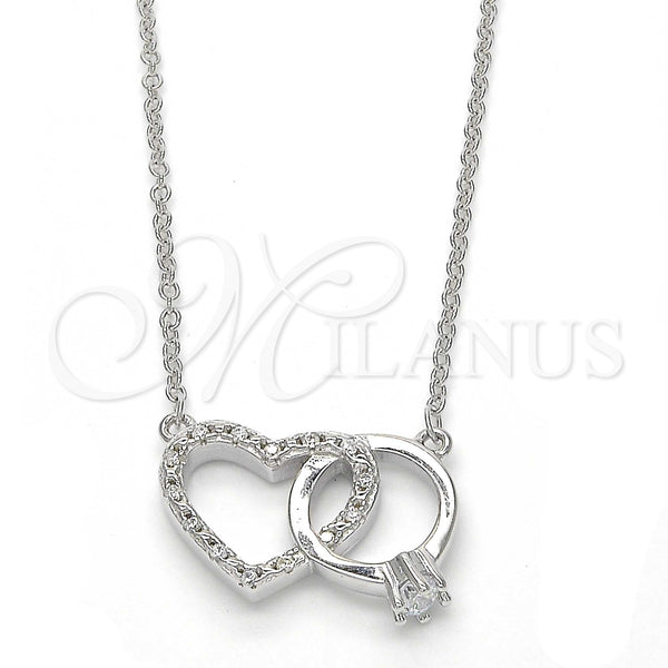 Sterling Silver Necklace — Pendant Necklace Heart Design with White Cubic Zirconia — main product view — SKU 123136 | Plata 925 collar — Pendant Necklace corazón diseño with blanco Cubic Zirconia — SKU 123136
