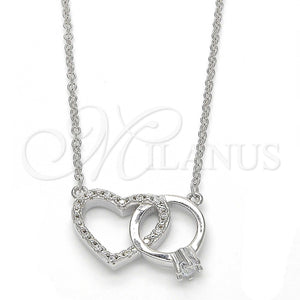 Sterling Silver Necklace — Pendant Necklace Heart Design with White Cubic Zirconia — main product view — SKU 123136 | Plata 925 collar — Pendant Necklace corazón diseño with blanco Cubic Zirconia — SKU 123136