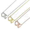 Sterling Silver Pendant Necklace, Heart Design, with White Cubic Zirconia and White Crystal, Polished, Rhodium Finish, 04.336.0023.16 (01 MM Thickness, 16 Inches Length)