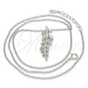 Sterling Silver Pendant Necklace, Leaf Design, with White Micro Pave, Polished, Rhodium Finish, 04.336.0025.16 (01 MM Thickness, 16 Inches Length)