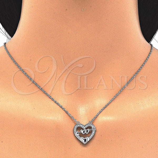 Sterling Silver Necklace — Pendant Necklace Heart Design with White Cubic Zirconia — alternate product view — SKU 123139 | Plata 925 collar — Pendant Necklace corazón diseño with blanco Cubic Zirconia — SKU 123139