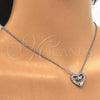 Sterling Silver Pendant Necklace, Heart Design, with White Cubic Zirconia, Polished, Rhodium Finish, 04.336.0026.16 (01 MM Thickness, 16 Inches Length)