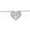 Sterling Silver Pendant Necklace, Heart Design, with White Cubic Zirconia, Polished, Rhodium Finish, 04.336.0026.16 (01 MM Thickness, 16 Inches Length)