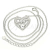 Sterling Silver Pendant Necklace, Heart Design, with White Cubic Zirconia, Polished, Rhodium Finish, 04.336.0026.16 (01 MM Thickness, 16 Inches Length)