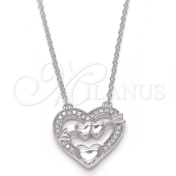 Sterling Silver Necklace — Pendant Necklace Heart Design with White Cubic Zirconia — main product view — SKU 123139 | Plata 925 collar — Pendant Necklace corazón diseño with blanco Cubic Zirconia — SKU 123139