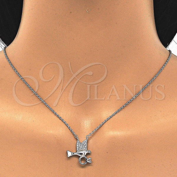 Sterling Silver Necklace — Pendant Necklace Bird Design with White Cubic Zirconia — alternate product view — SKU 123141 | Plata 925 collar — Pendant Necklace Bird diseño with blanco Cubic Zirconia — SKU 123141