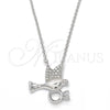 Sterling Silver Pendant Necklace, Bird Design, with White Cubic Zirconia and White Micro Pave, Polished, Rhodium Finish, 04.336.0028.16 (01 MM Thickness, 16 Inches Length)