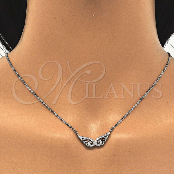 Sterling Silver Necklace — Pendant Necklace with White Cubic Zirconia Polished 04. — alternate product view — SKU 123147 | Plata 925 collar — Pendant Necklace with blanco Cubic Zirconia pulido 04. — SKU 123147