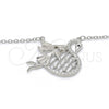 Sterling Silver Pendant Necklace, Swan and Heart Design, with Black and White Micro Pave, Polished, Rhodium Finish, 04.336.0038.16 (01 MM Thickness, 16 Inches Length)