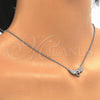 Sterling Silver Pendant Necklace, Heart Design, with White Cubic Zirconia and White Crystal, Polished, Rhodium Finish, 04.336.0040.16 (01 MM Thickness, 16 Inches Length)
