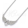 Sterling Silver Pendant Necklace, Heart Design, with White Cubic Zirconia and White Crystal, Polished, Rhodium Finish, 04.336.0040.16 (01 MM Thickness, 16 Inches Length)