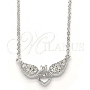 Sterling Silver Necklace — Pendant Necklace Heart Design with White Cubic Zirconia — main product view — SKU 123153 | Plata 925 collar — Pendant Necklace corazón diseño with blanco Cubic Zirconia — SKU 123153