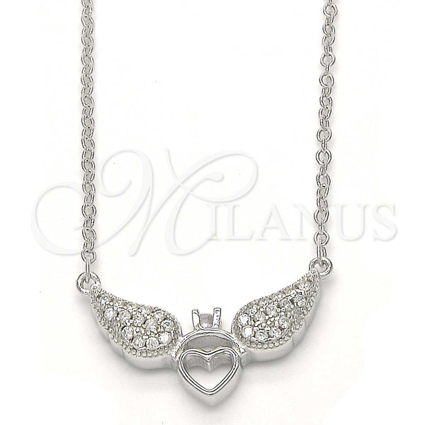Sterling Silver Necklace — Pendant Necklace Heart Design with White Cubic Zirconia — main product view — SKU 123153 | Plata 925 collar — Pendant Necklace corazón diseño with blanco Cubic Zirconia — SKU 123153