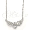 Sterling Silver Pendant Necklace, Heart Design, with White Cubic Zirconia and White Crystal, Polished, Rhodium Finish, 04.336.0040.16 (01 MM Thickness, 16 Inches Length)