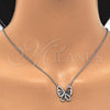 Sterling Silver Pendant Necklace, Butterfly Design, with White Cubic Zirconia, Polished, Rhodium Finish, 04.336.0044.16 (01 MM Thickness, 16 Inches Length)