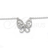 Sterling Silver Pendant Necklace, Butterfly Design, with White Cubic Zirconia, Polished, Rhodium Finish, 04.336.0044.16 (01 MM Thickness, 16 Inches Length)
