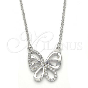 Sterling Silver Necklace — Pendant Necklace Butterfly Design with White Cubic Zirconia — main product view — SKU 123157 | Plata 925 collar — Pendant Necklace Butterfly diseño with blanco Cubic Zirconia — SKU 123157