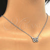 Sterling Silver Pendant Necklace, Butterfly Design, with White Cubic Zirconia, Polished, Rhodium Finish, 04.336.0046.16 (01 MM Thickness, 16 Inches Length)