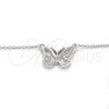Sterling Silver Pendant Necklace, Butterfly Design, with White Cubic Zirconia, Polished, Rhodium Finish, 04.336.0046.16 (01 MM Thickness, 16 Inches Length)