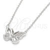 Sterling Silver Pendant Necklace, Butterfly Design, with White Cubic Zirconia, Polished, Rhodium Finish, 04.336.0046.16 (01 MM Thickness, 16 Inches Length)