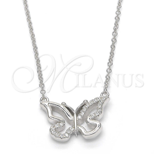 Sterling Silver Necklace — Pendant Necklace Butterfly Design with White Cubic Zirconia — main product view — SKU 123159 | Plata 925 collar — Pendant Necklace Butterfly diseño with blanco Cubic Zirconia — SKU 123159